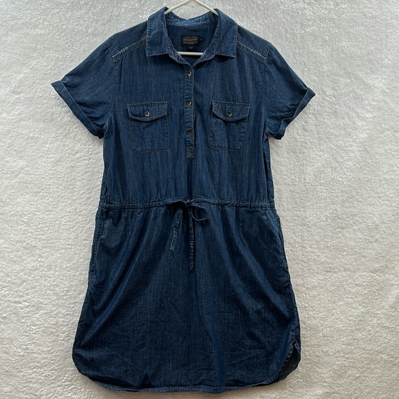 Pendleton Womens Blue Chambray Stitchline Shirt Dress Size Medium - Picture 2 of 10